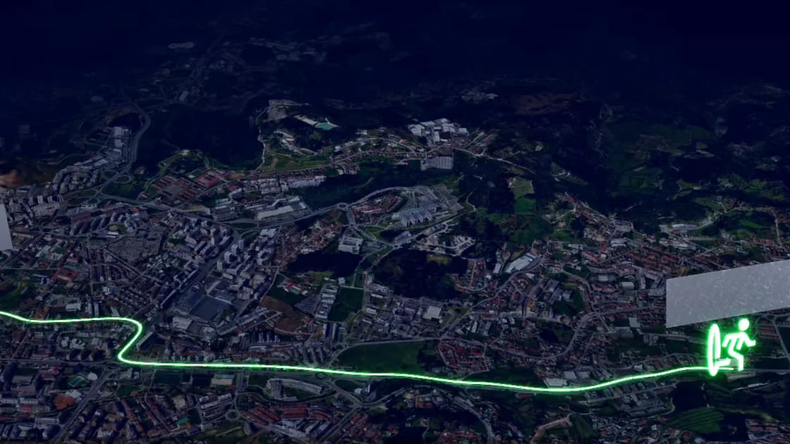 Neighbourhood map of a development in Braga, with the route drawn to the historic centre.